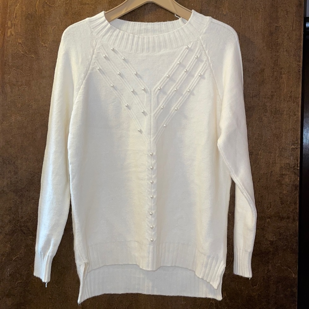 NEW Women’s Ivory Sweater with Pearl beading